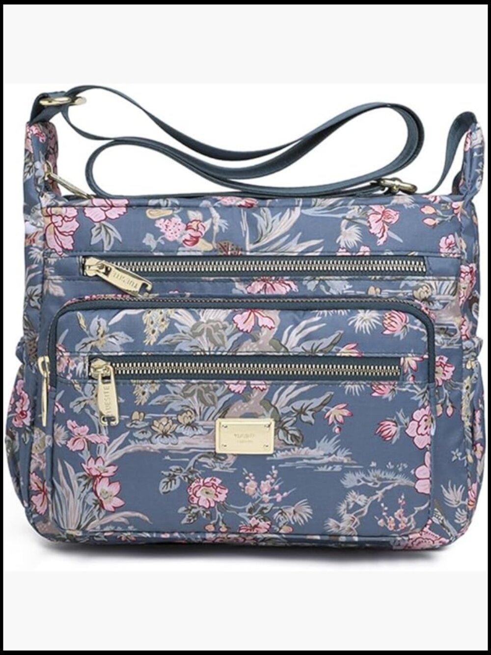 Multi Pocket Crossbody Bag Waterproof Nylon Messenger Shoulder Bag for Women